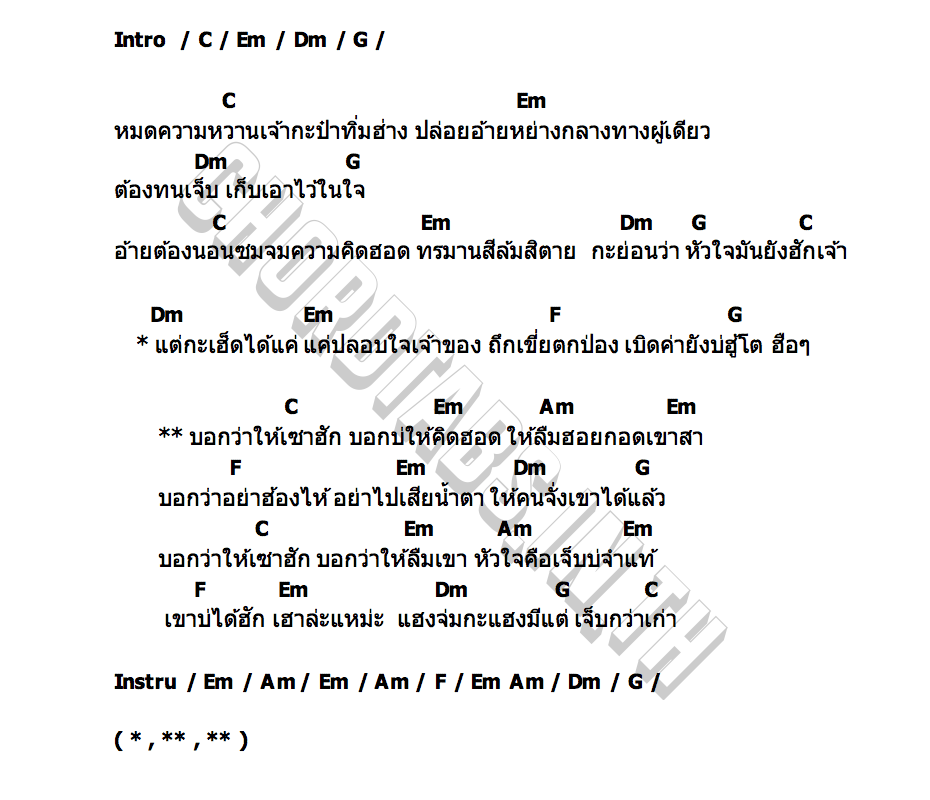 คอร์ด เว้าบ่ฟัง ครูศรีหนุ่ม