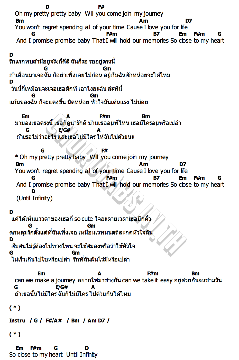 คอร์ด Pretty Journey Bam Saralee