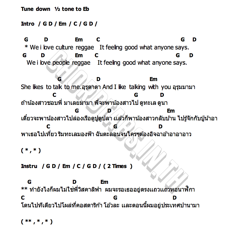 คอร์ด เลิฟทูเร้กเก้ YONIA