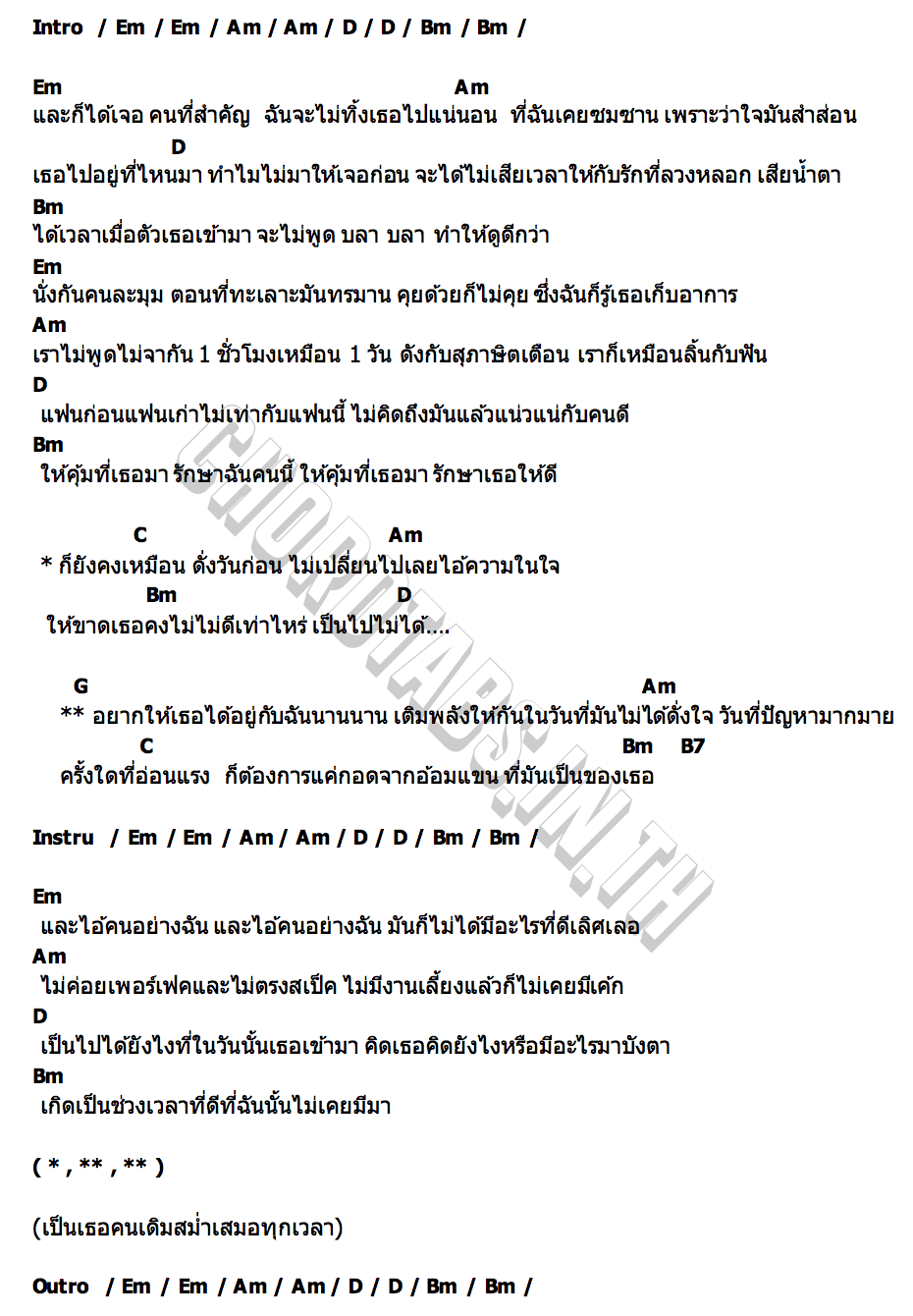 คอร์ด วันที่ไม่ได้ดั่งใจ SOLOIST