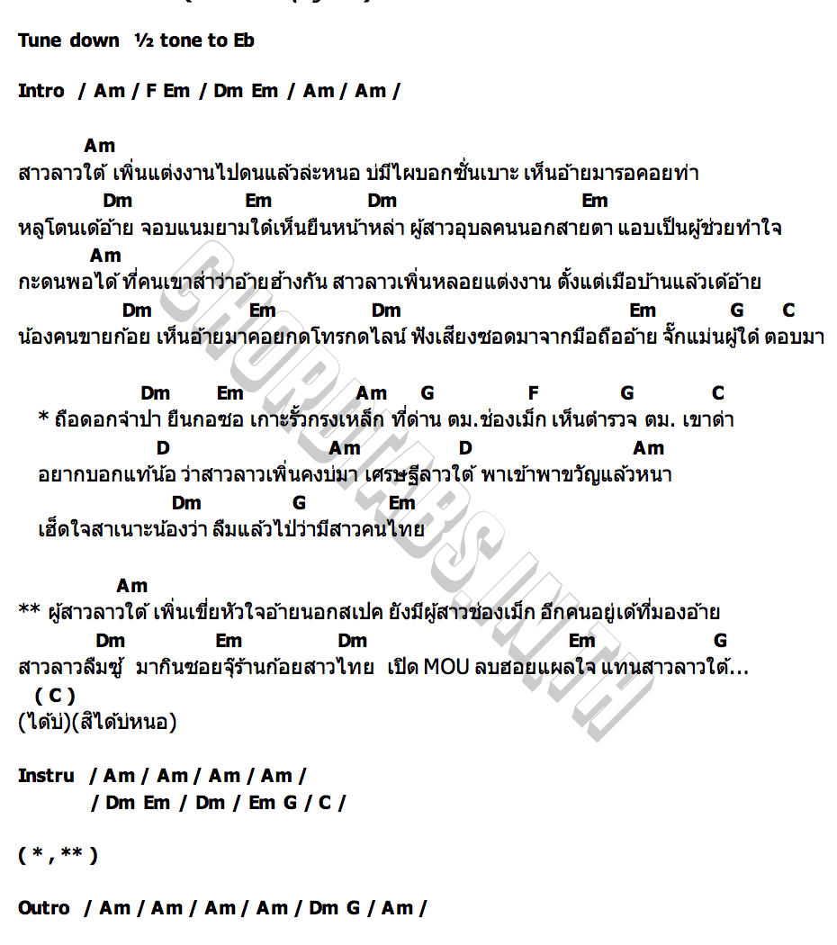 คอร์ด น้ำใจสาวช่องเม็ก กีต้าร์ นิภาพร