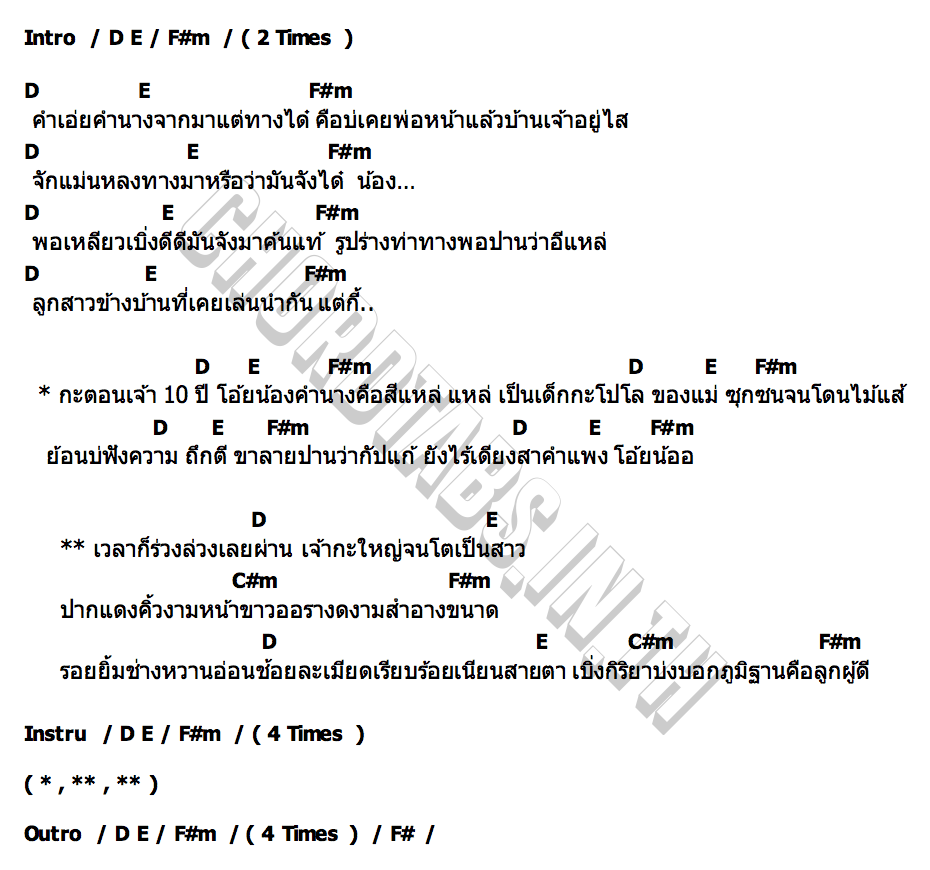 คอร์ด โตเป็นสาว นุเน๊ะ