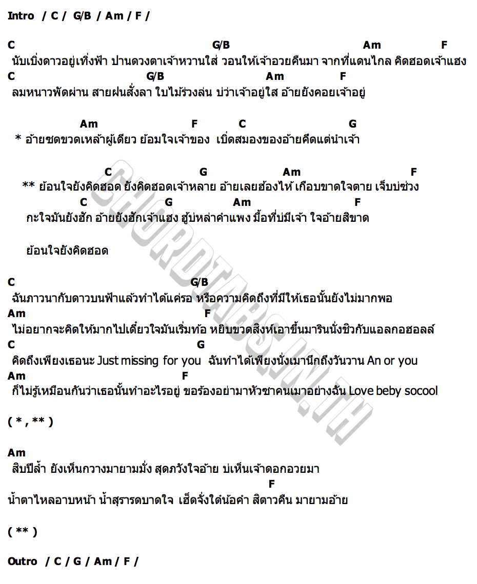 คอร์ด ใจยังฮัก ไพบูลย์ แสงเดือน