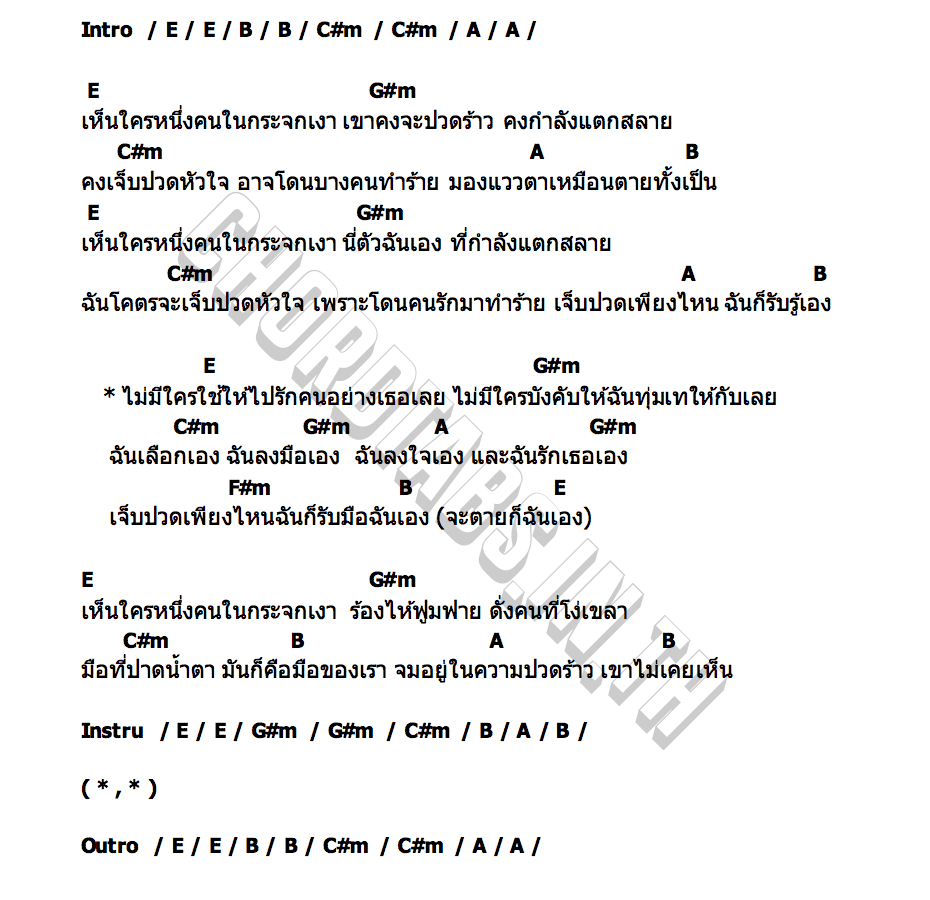 คอร์ด ฉันเอง กิ๊ก รุ่งนภา