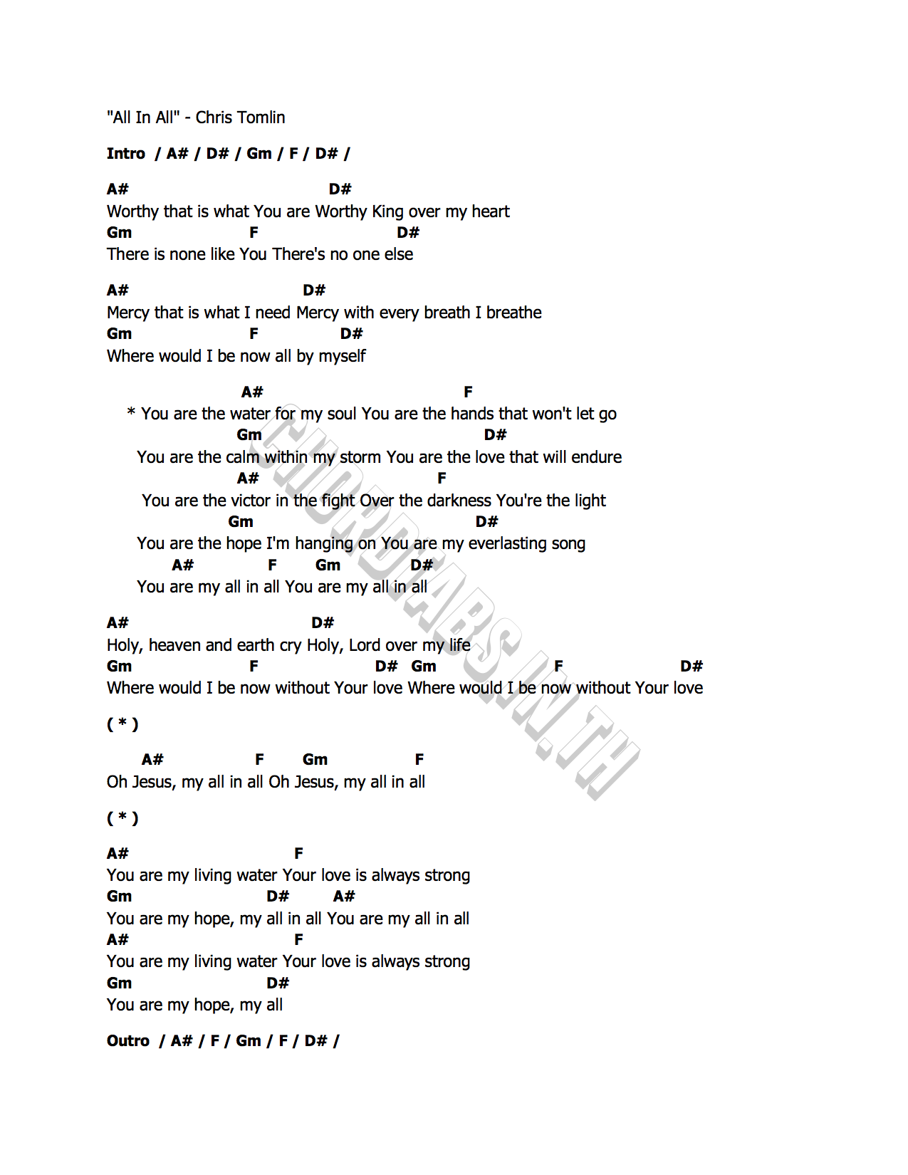 คอร์ด All In All Chris Tomlin
