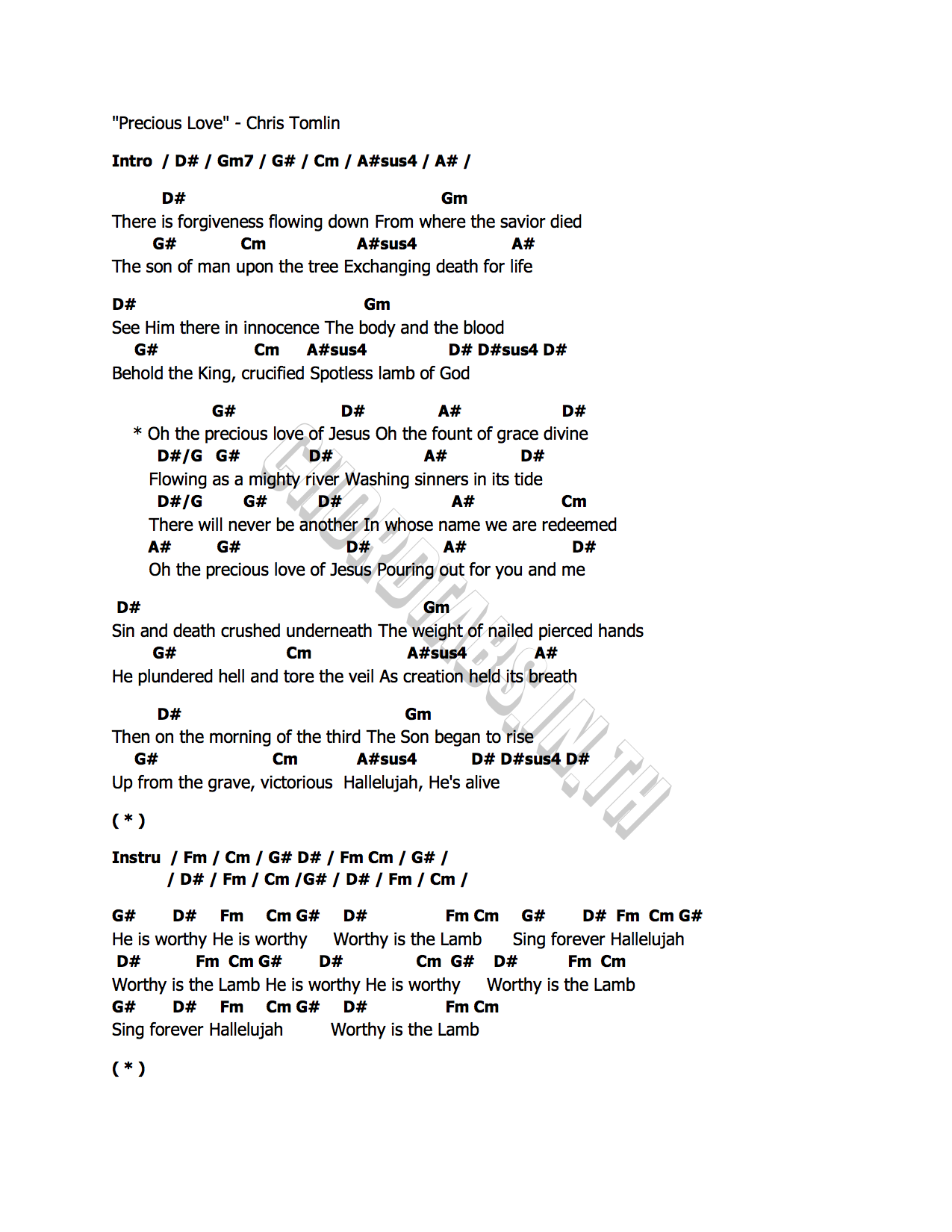 คอร์ด Precious Love Chris Tomlin