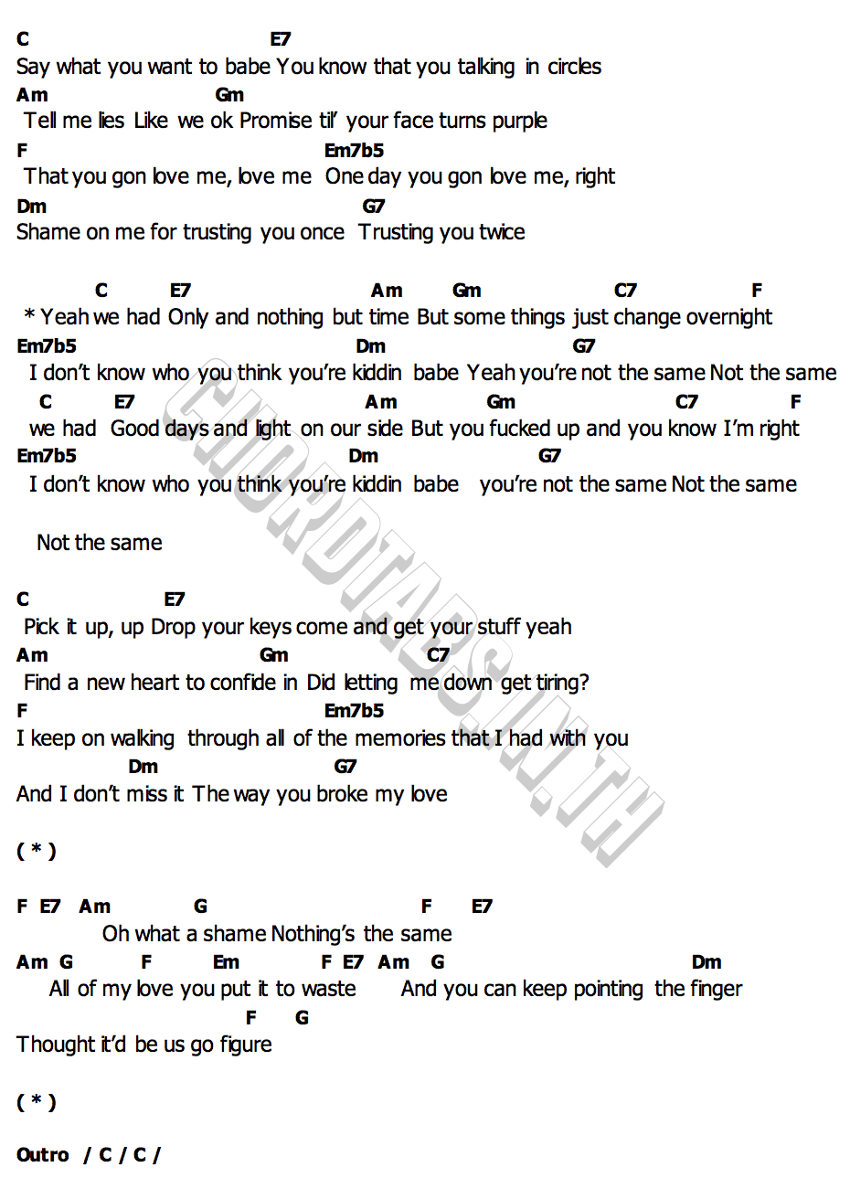 คอร์ด not the same ROSE