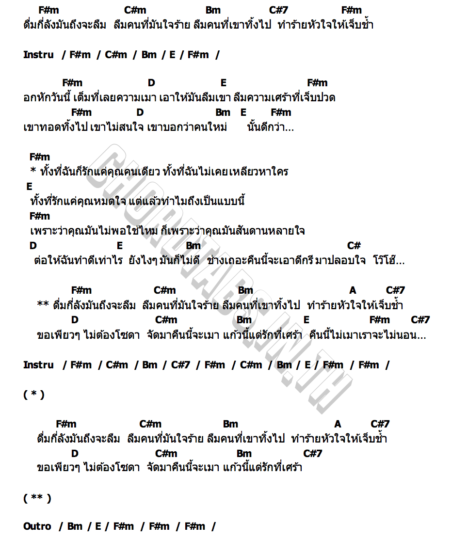 คอร์ด ดื่มกี่ลังถึงจะลืม ใบบัว บุปผาชน