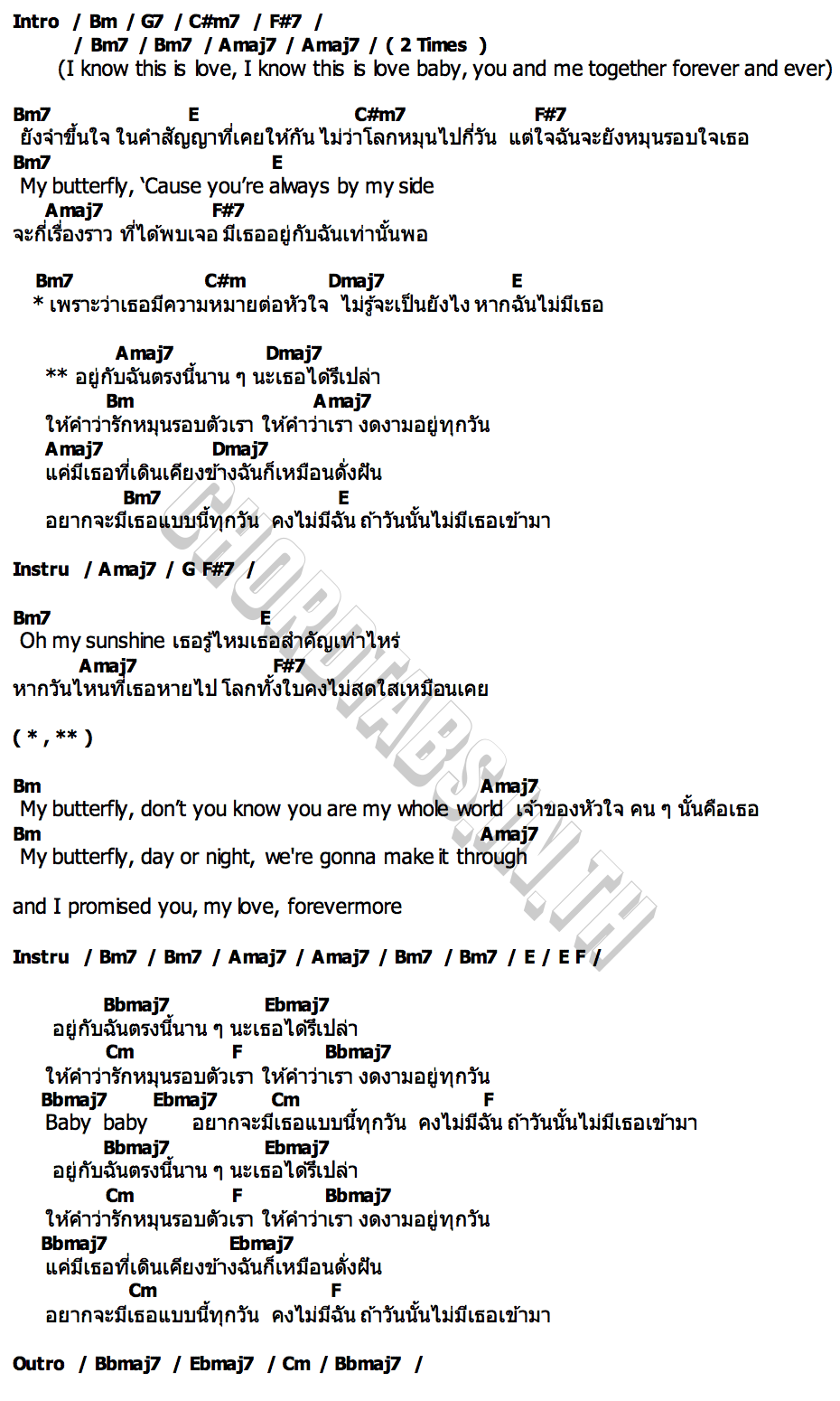 คอร์ด อยากมีเธอแบบนี้ทุกวัน (My Butterfly) PECK PALITCHOKE