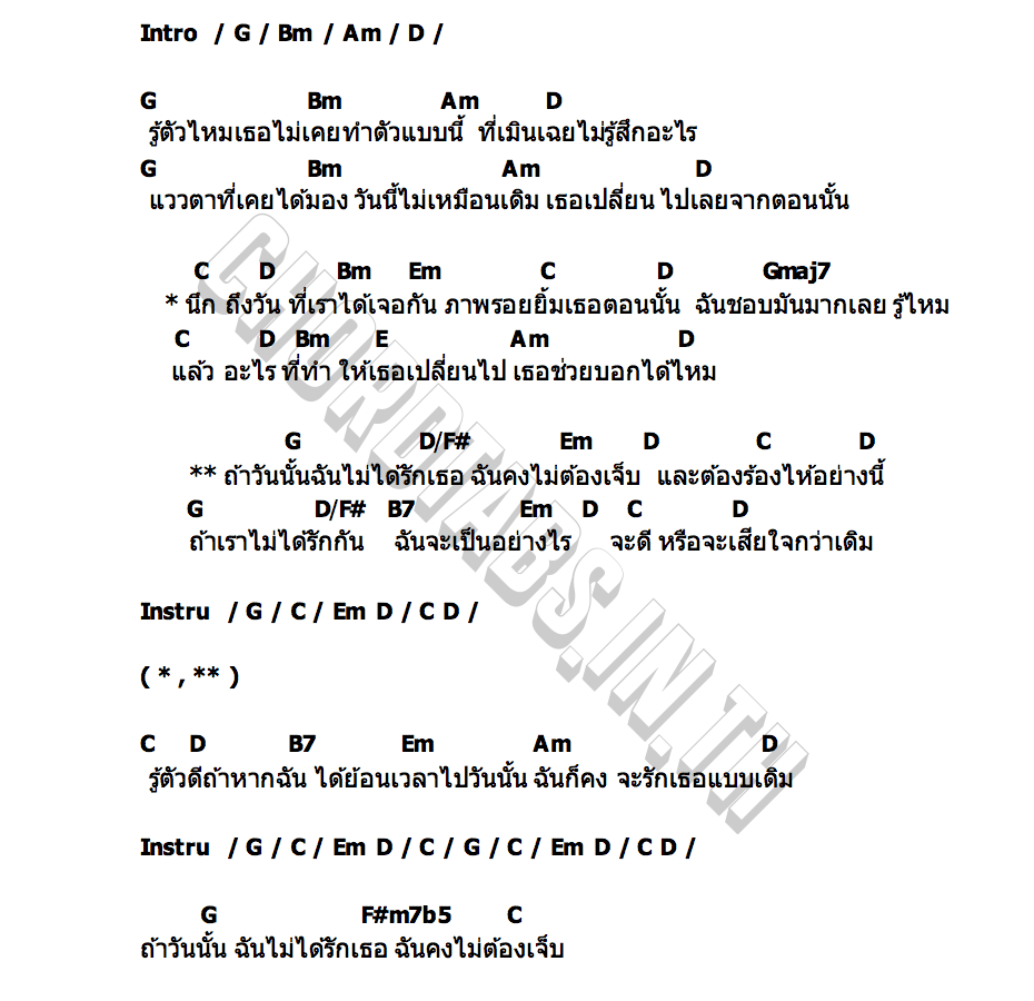 คอร์ด ถ้าวันนั้นฉันไม่รักเธอ Qmuu