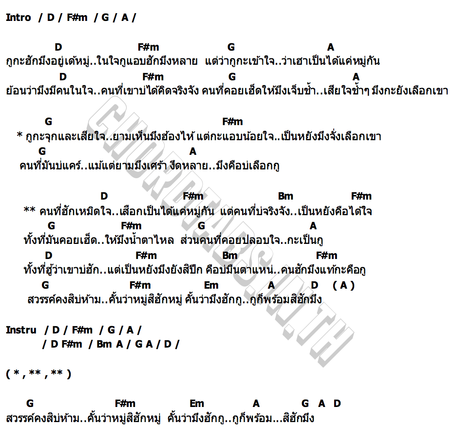 คอร์ด คนที่ฮักหมดใจเสือกเป็นได้แค่หมู่กัน ดิว พีรพล