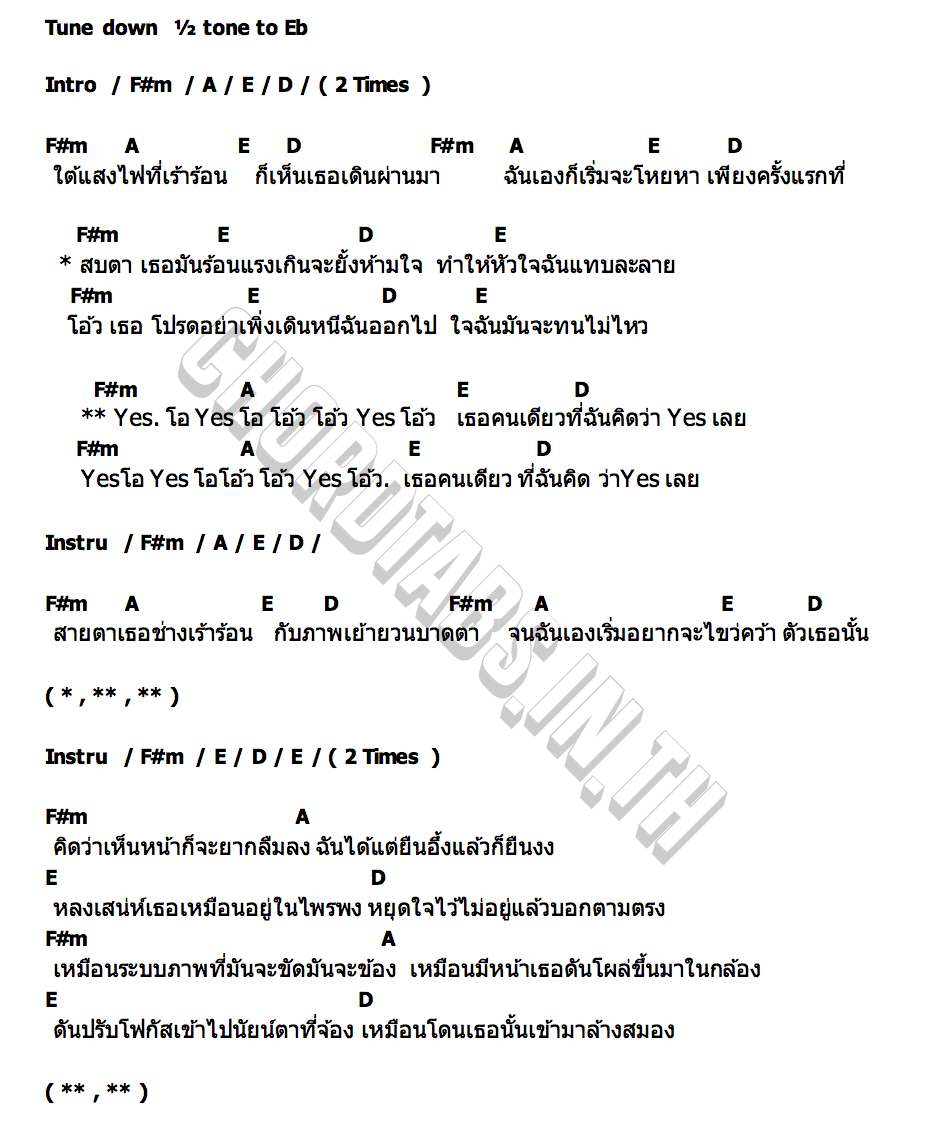 คอร์ด YES OH ONE O ZEVEN