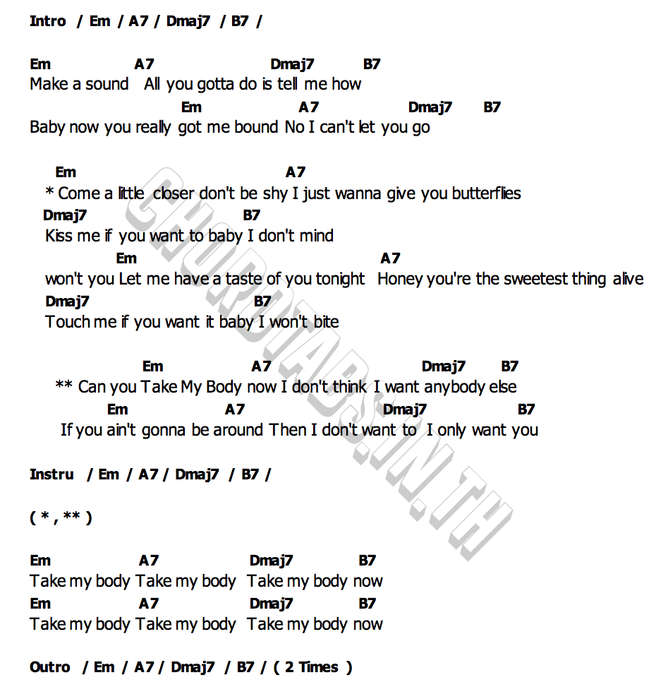 คอร์ด Take My Body James Alyn