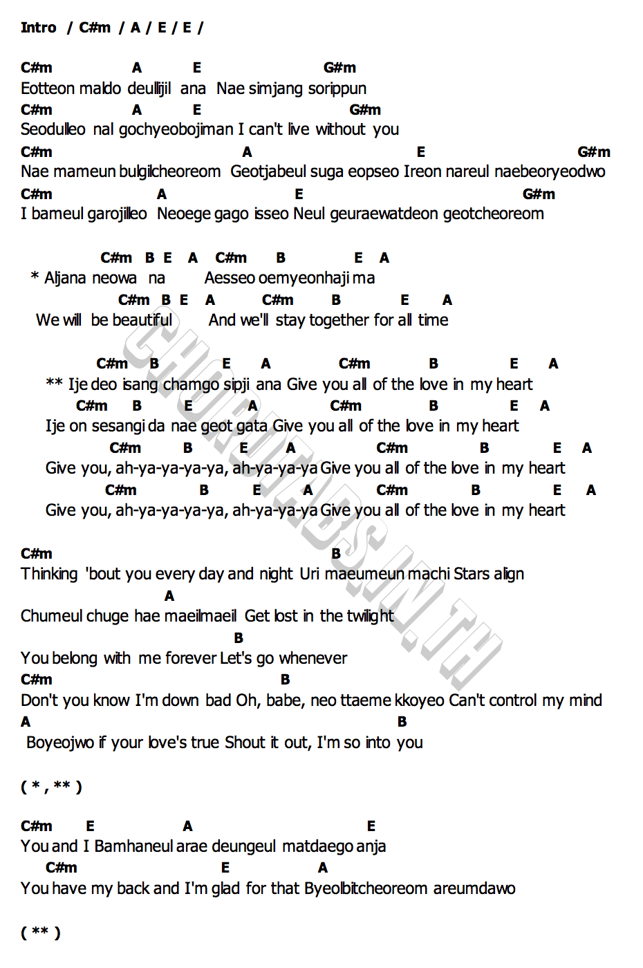คอร์ด Love In My Heart BABYMONSTER