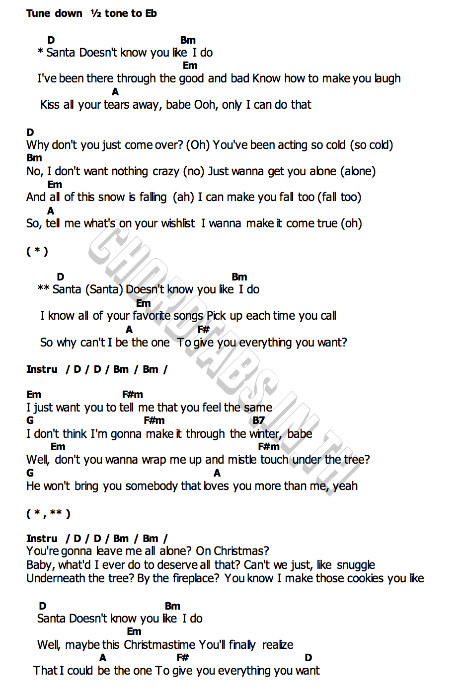 คอร์ด santa doesn t know you like i do Sabrina Carpenter
