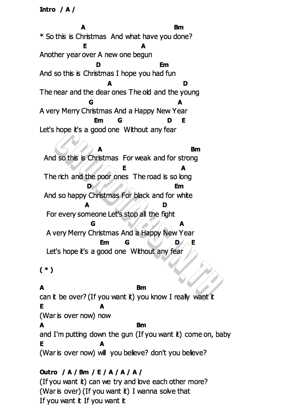 คอร์ด Happy Xmas (War Is Over) Alicia Keys