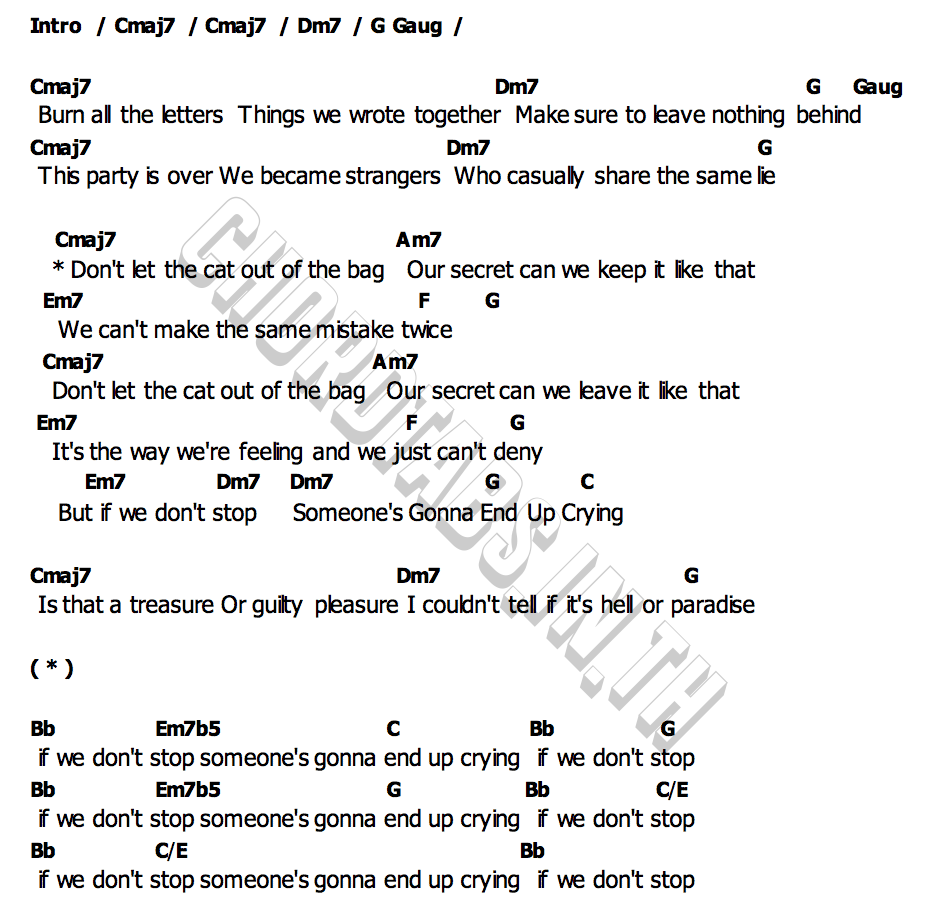 คอร์ด SOMEONE S GONNA END UP CRYING temp