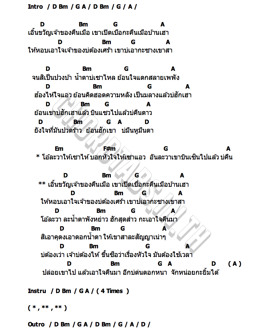 คอร์ด เอิ้นขวัญคืนเมือ แพม แพรพิไล