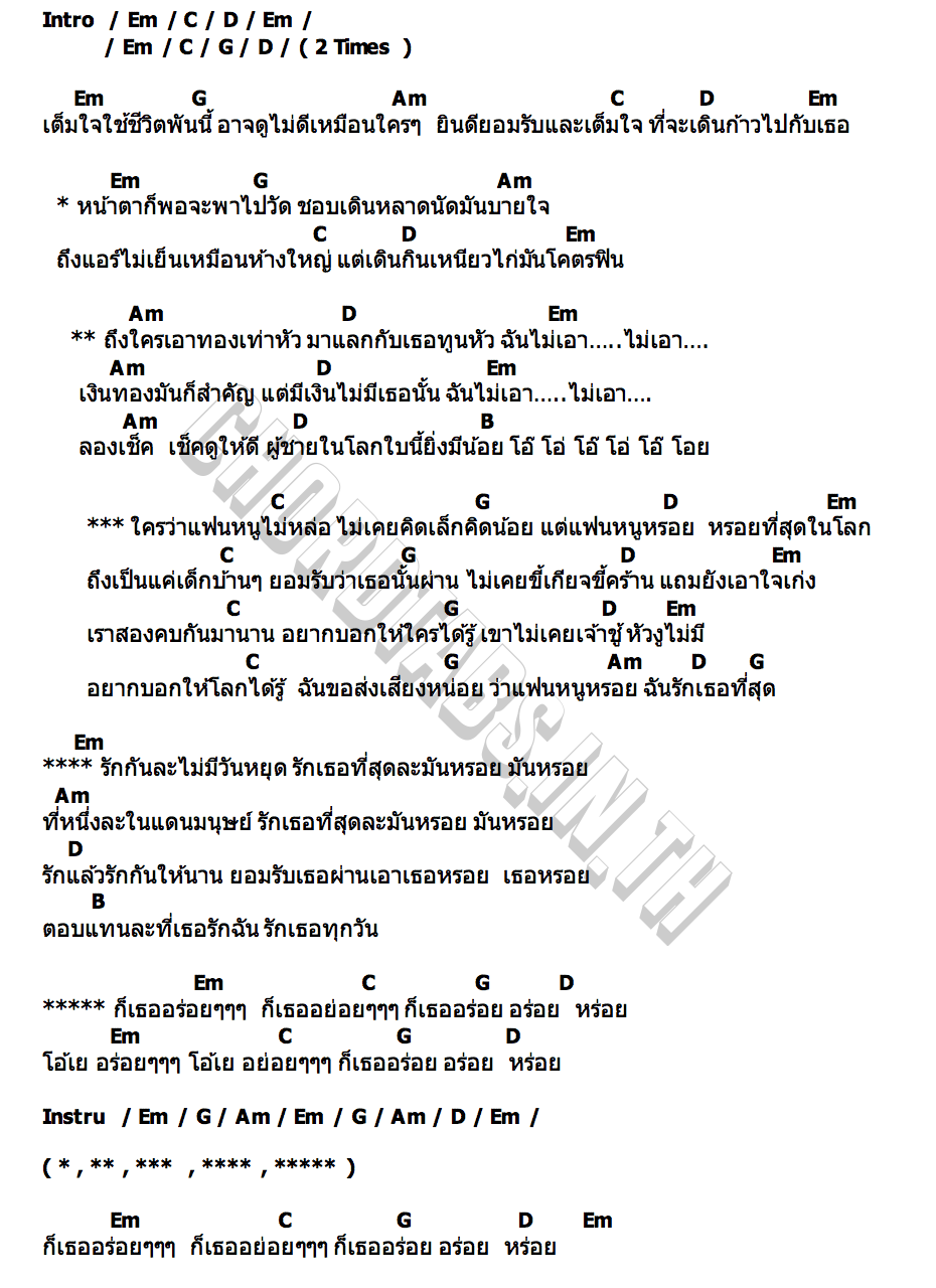 คอร์ด ก็เธออร่อย เตย วีรยา