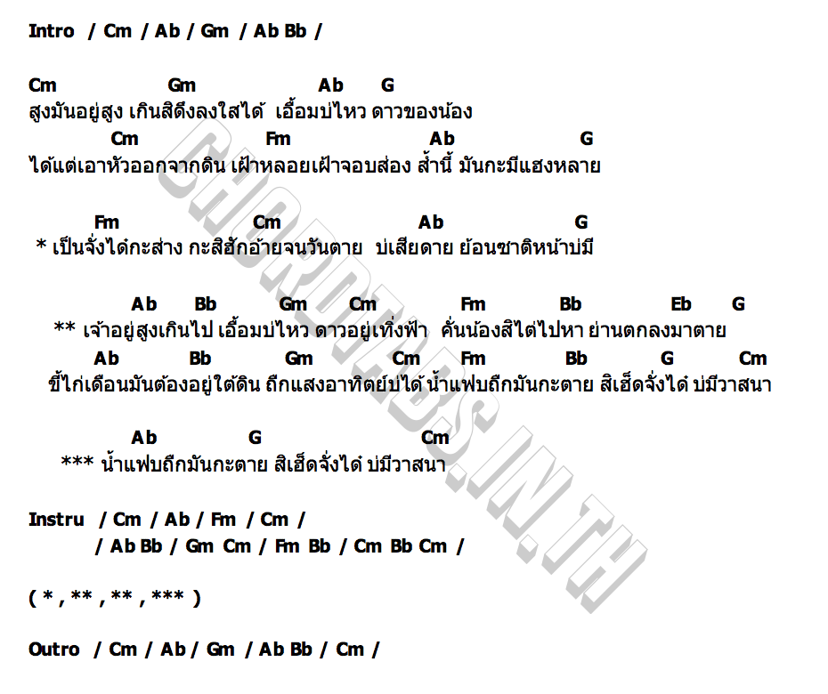 คอร์ด น้ำตาขี้ไก่เดือน น้ำ สุนิตา