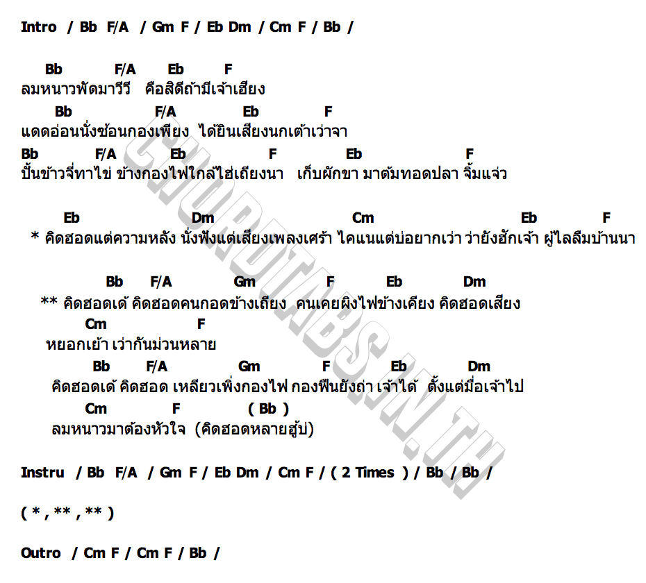 คอร์ด ลมหนาวต้องใจ อัน พิไลพร