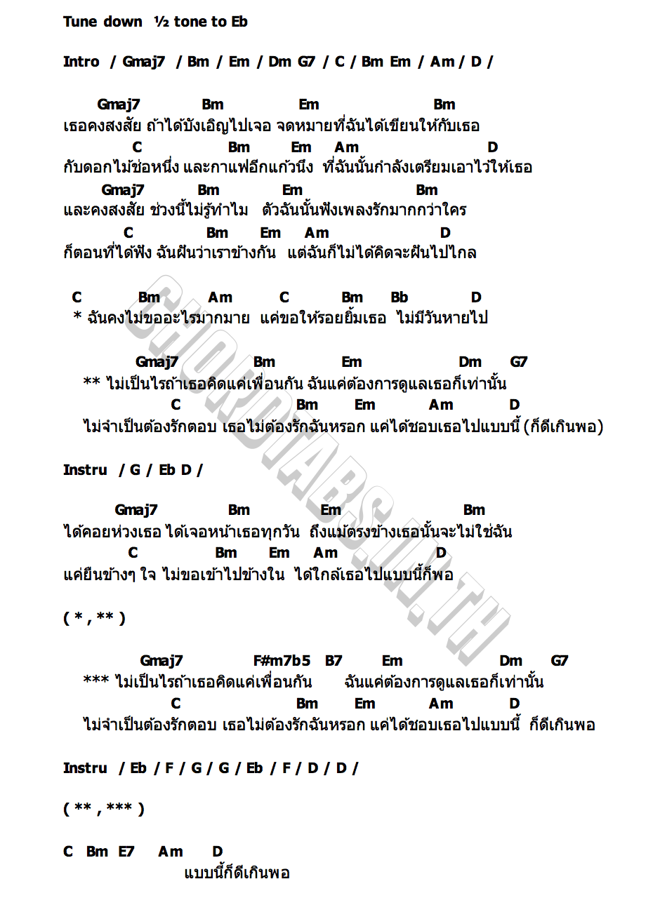 คอร์ด จดหมายรัก Proo Thunwa