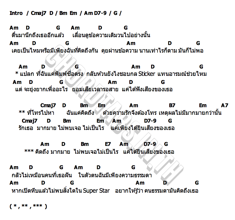 คอร์ด แค่คิดถึง Txrbo