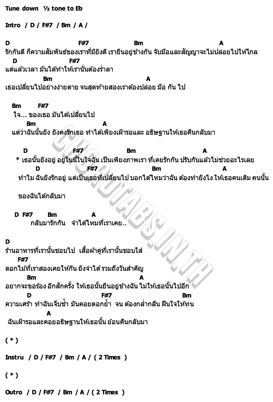 คอร์ด คนเดิม WISH YOU BACK