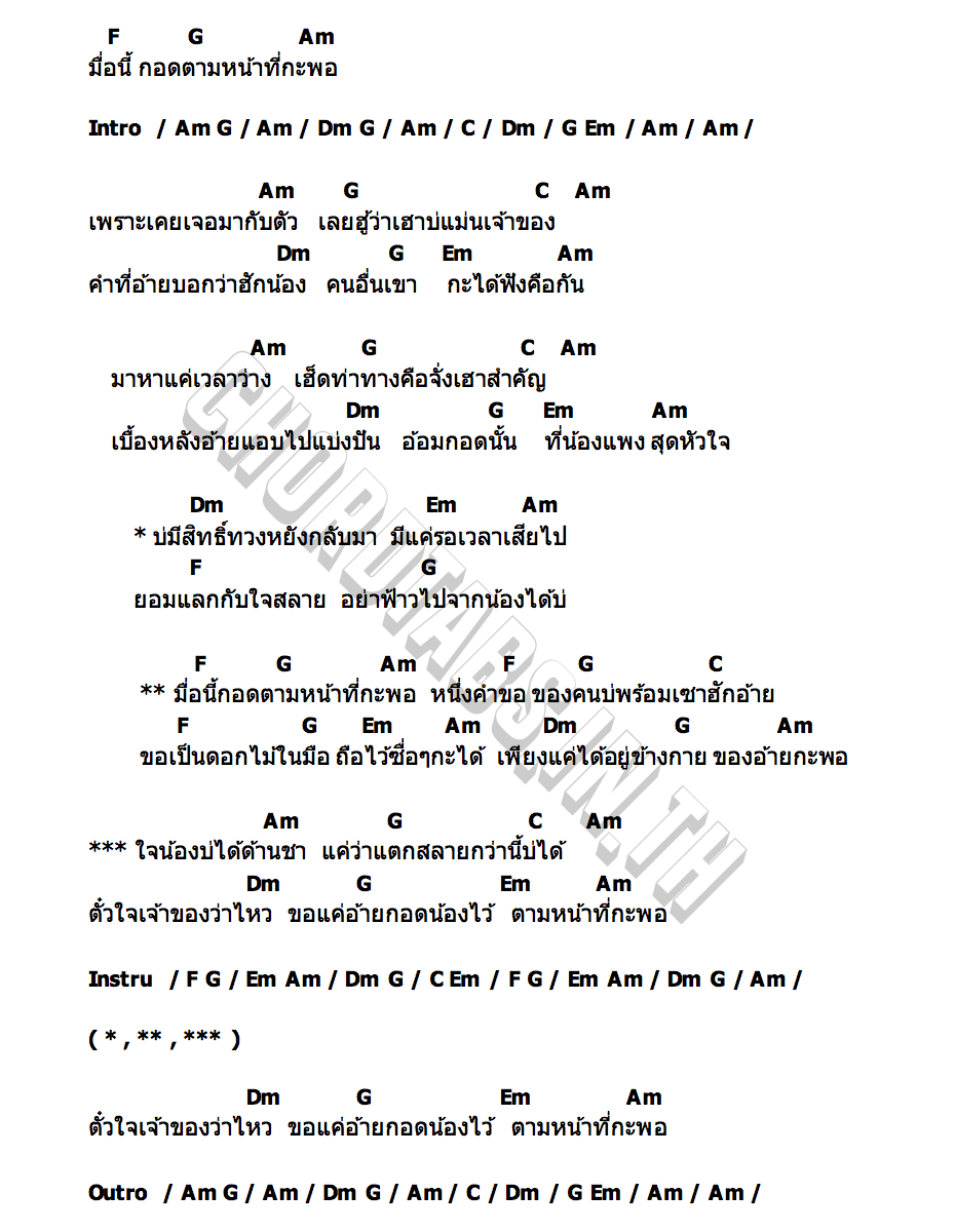 คอร์ด กอดตามหน้าที่ วิ วิกานดา
