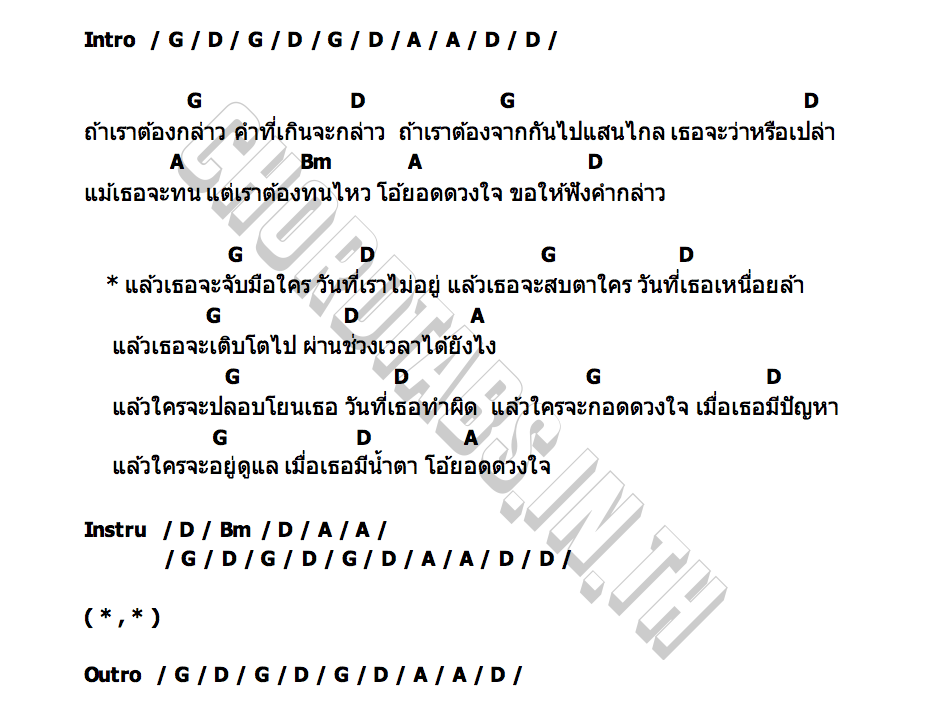 คอร์ด คำที่เกินจะกล่าว 2024 Version ส้มโอ Stage Fighter