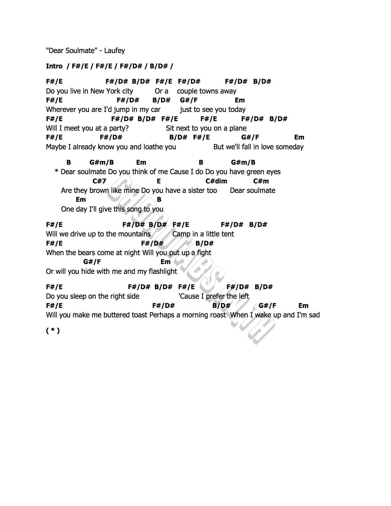 คอร์ด Dear Soulmate Laufey