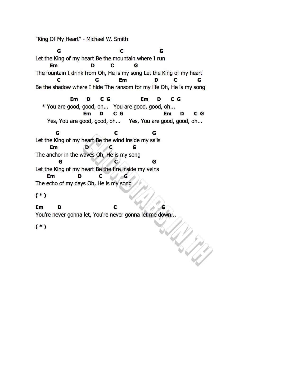 คอร์ด King Of My Heart Michael W. Smith