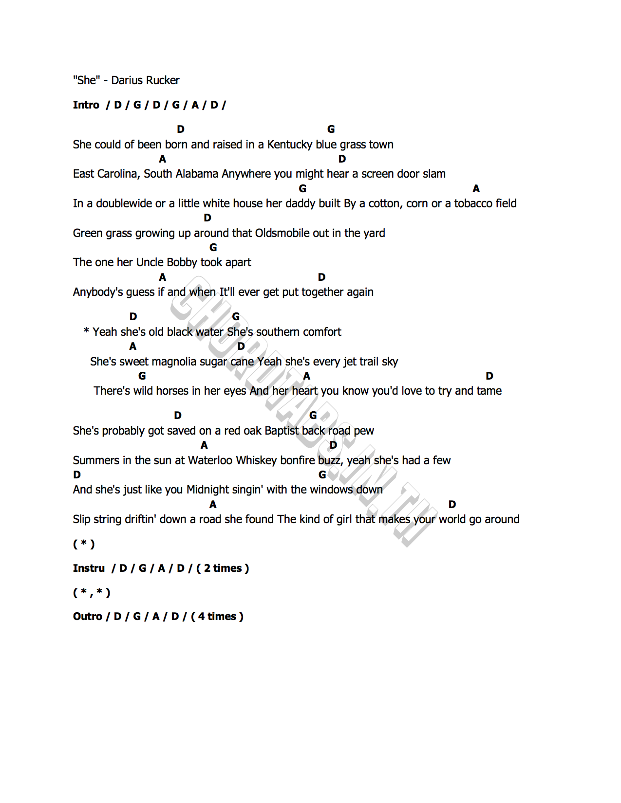 คอร์ด She Darius Rucker