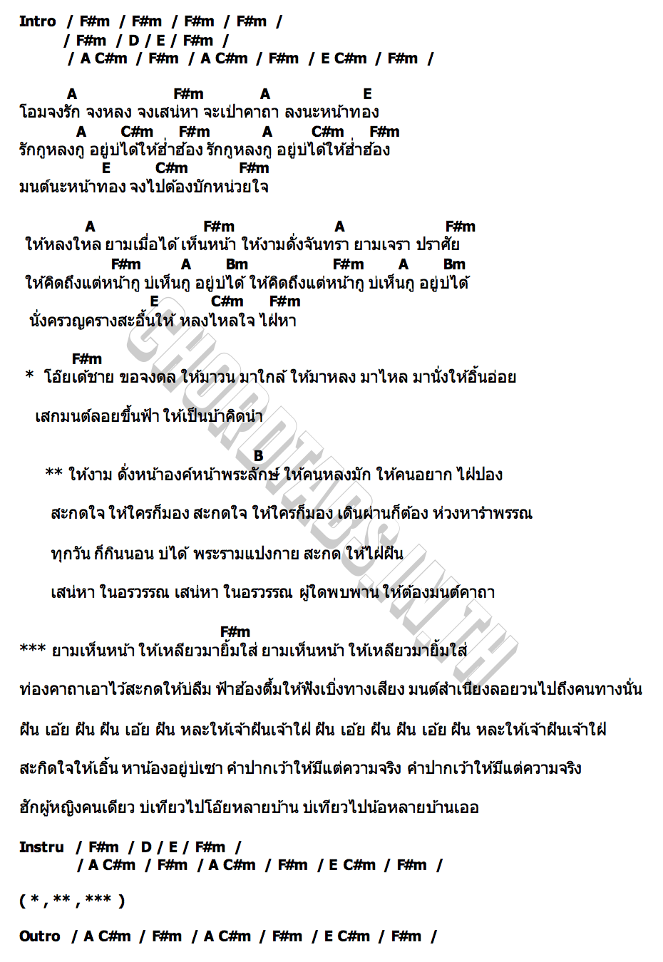 คอร์ด มนต์นะหน้าทองลองใจ อ๋อมแอ๋ม สุวิชญา (หมอลำไอดอล2)