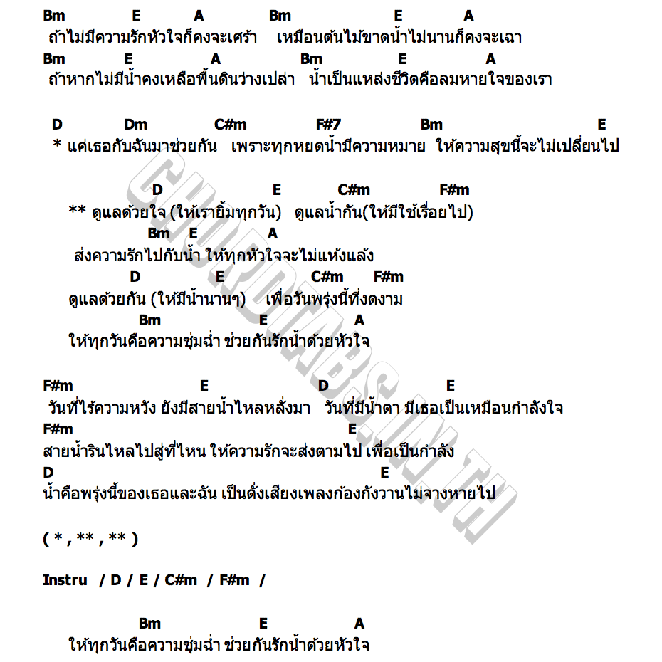 คอร์ด รักษ์น้ำ โต๋ ศักดิ์สิทธิ์
