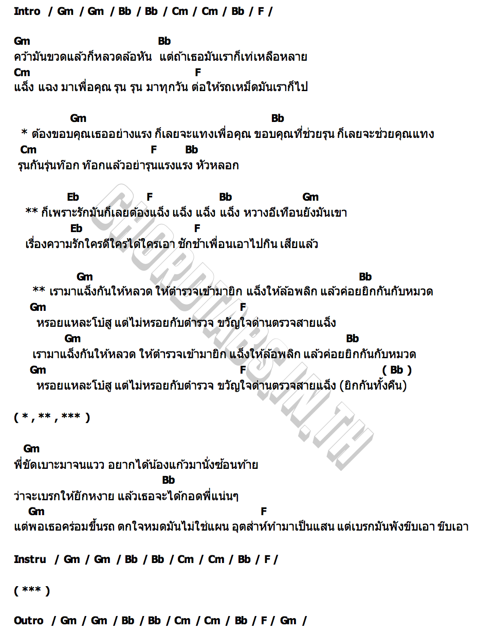 คอร์ด สายเเฉ็ง[แฉ็ง2] ก้อยกินรี