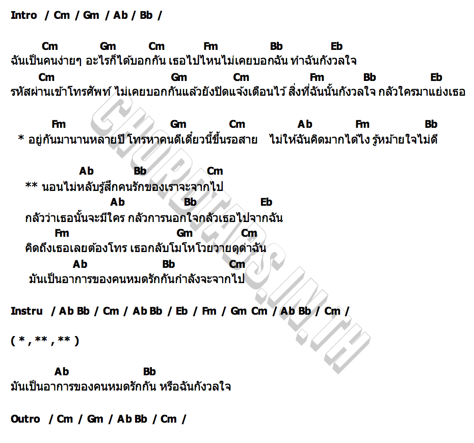 คอร์ด กลัว(เธอ)นอกใจ บังซัน