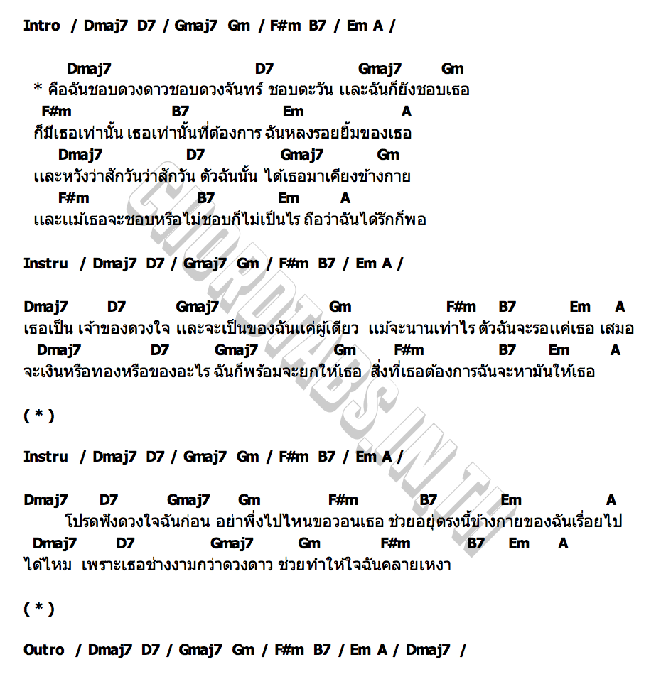 คอร์ด ชอบดวงดาวชอบดวงจันทร์เเล้วก็ชอบเธอ Crappy