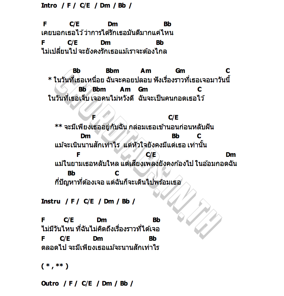 คอร์ด เพียงเธออยู่กับฉัน Morningseen
