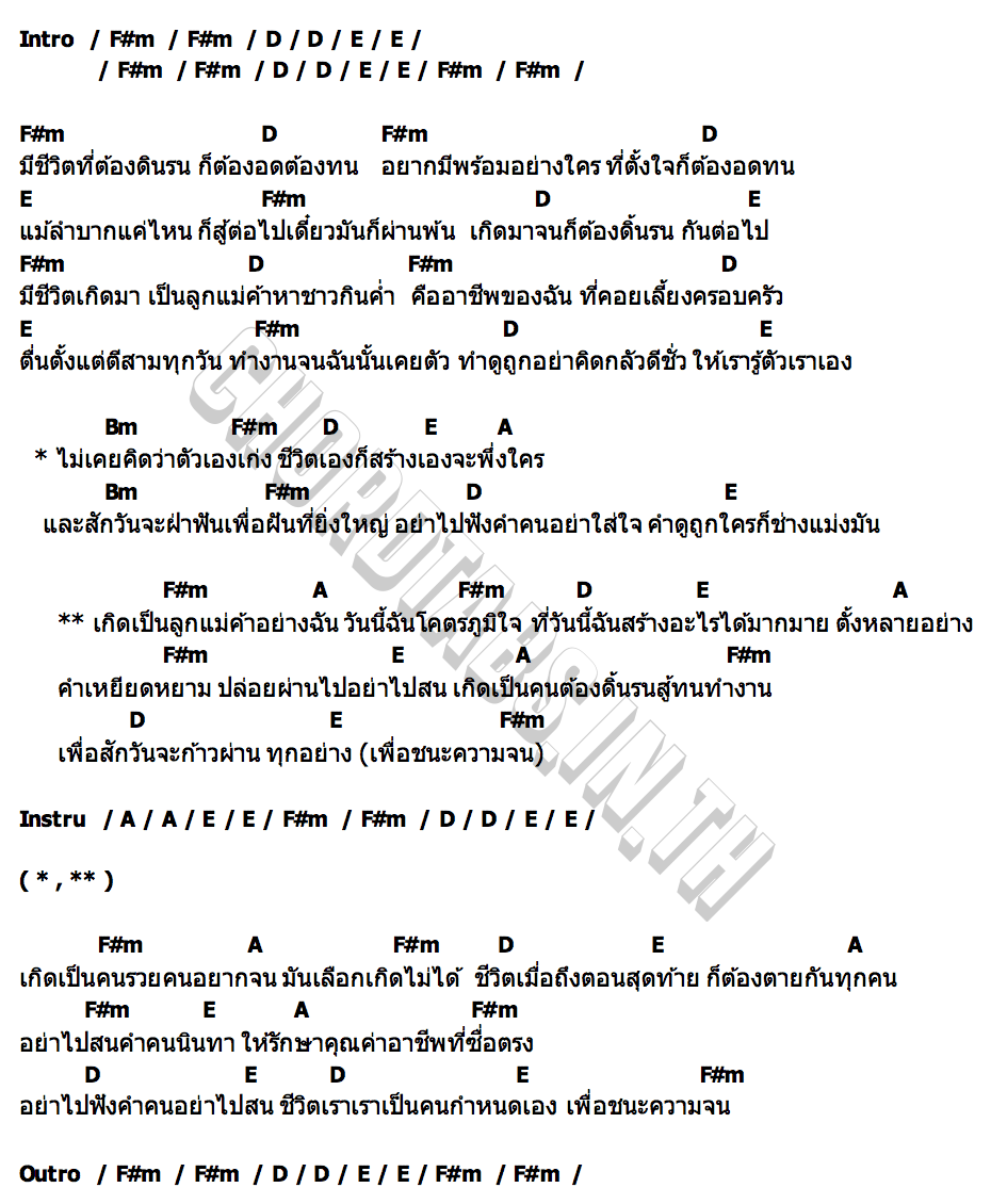 คอร์ด ลูกแม่ค้า วงมาลัย