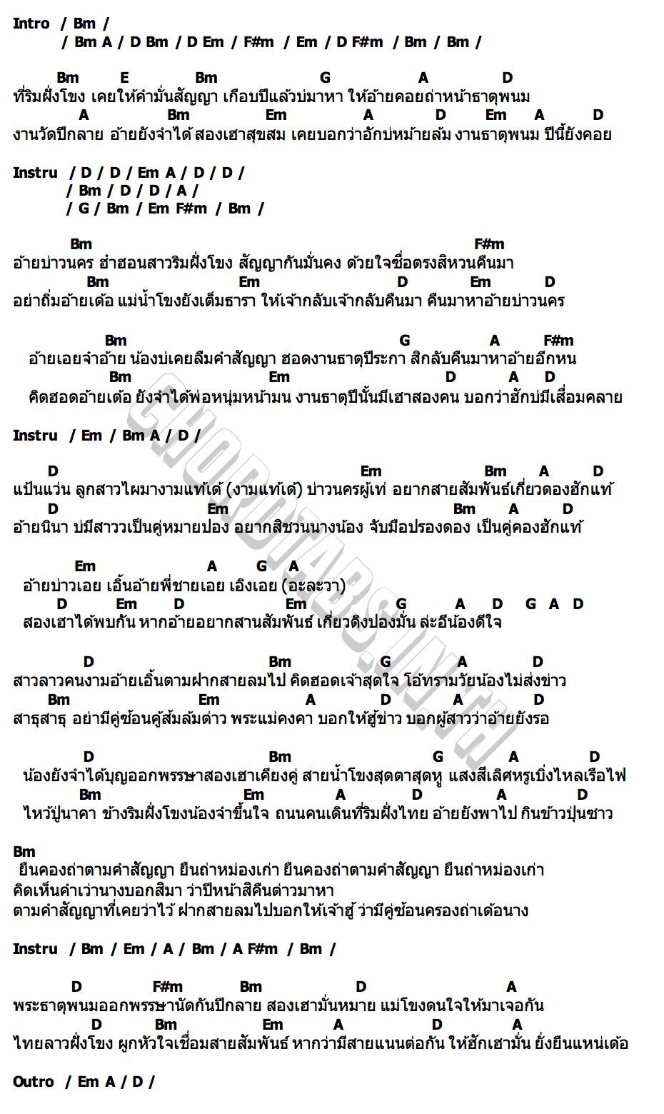คอร์ด เอิ้นฮักสาวฝั่งโขง เพลง พิมพ์ลดา X ฮาร์ท พีรพัฒน์