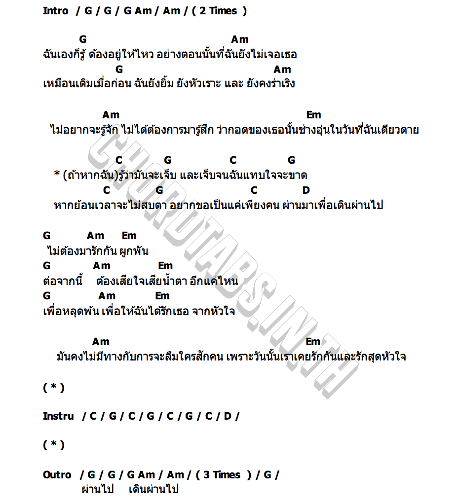 คอร์ด ถ้าหากฉันรู้ว่ามันจะเจ็บ LOMOSONIC