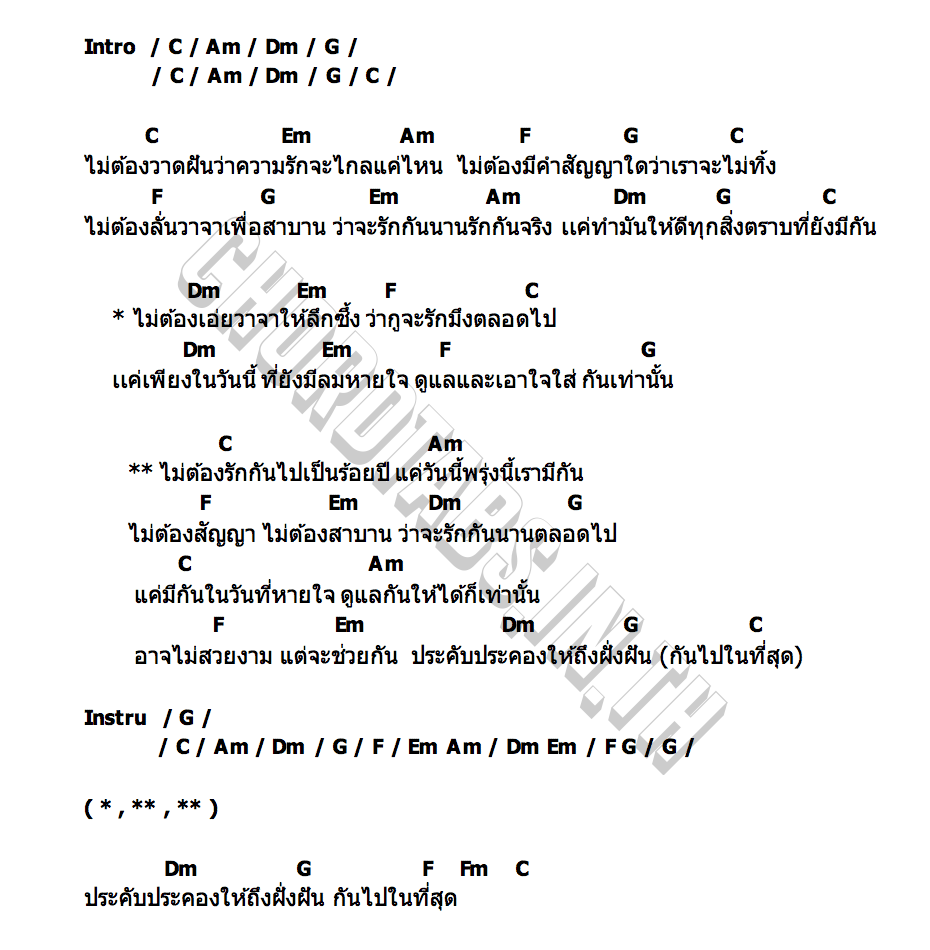 คอร์ด ไม่ต้องถึงร้อยปี เบส ขวางหวัน