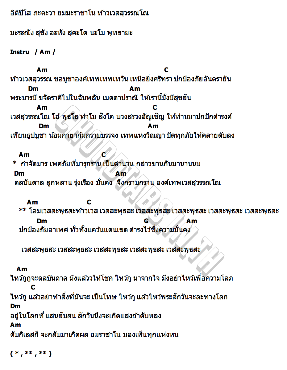 คอร์ด หัวใจท้าวเวสน์ แม่น้ำหวาน MAMAWHAN