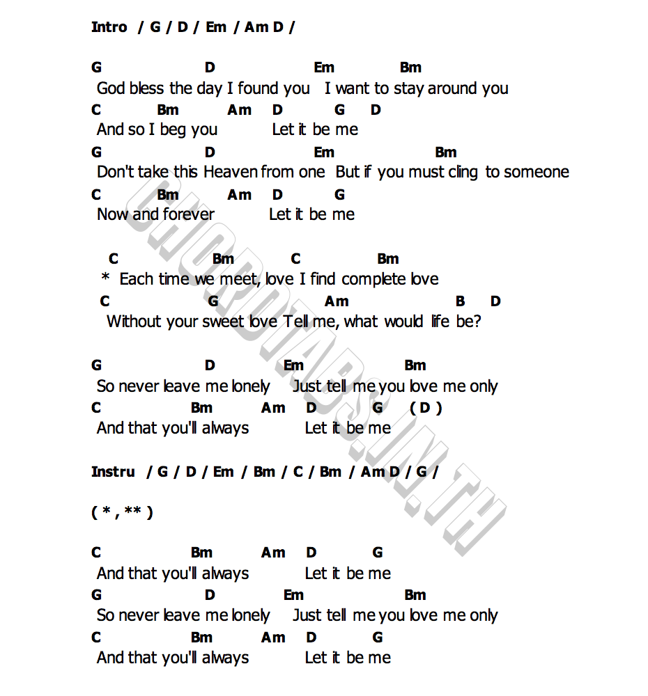 คอร์ด Let It Be Me Elvis Presley  The Royal Philharmonic Orchestra