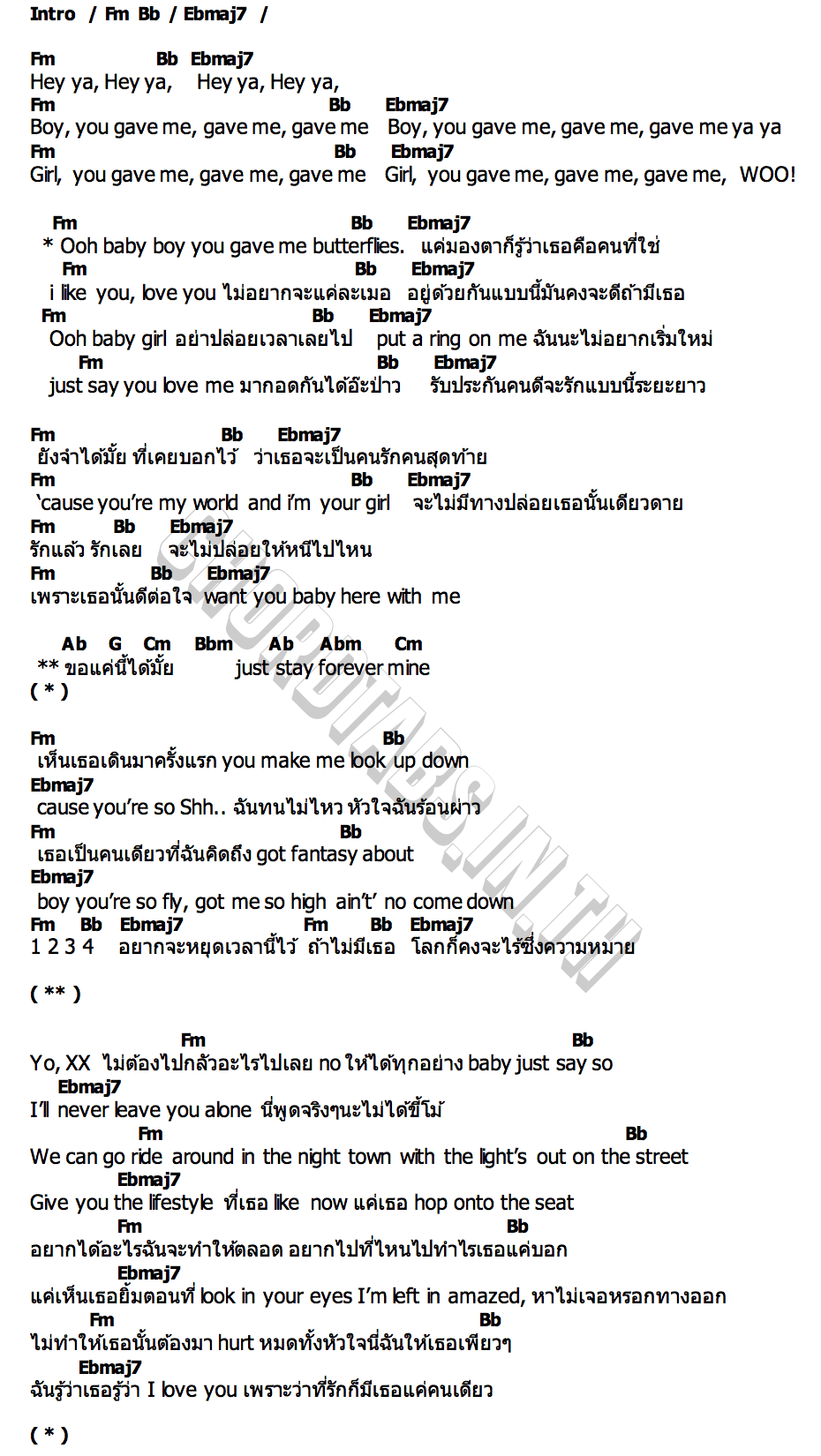 คอร์ด I LIKE U  I LUV U MATCHA (มัจฉา)