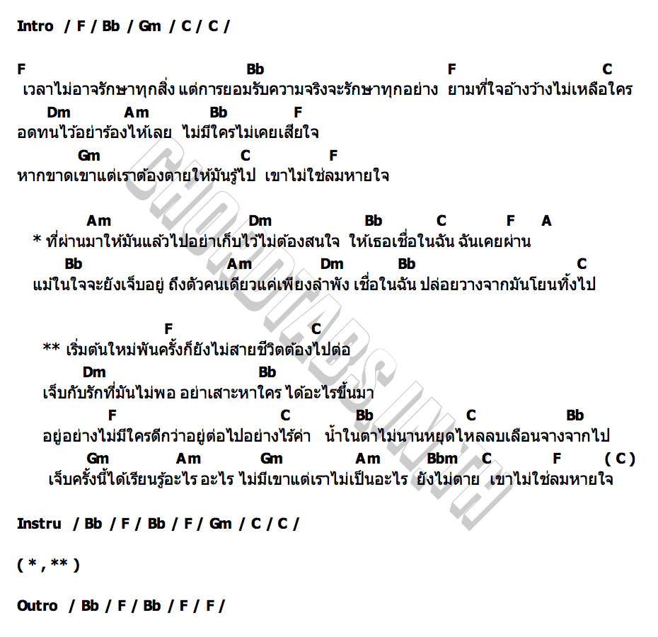 คอร์ด เขาไม่ใช่ลมหายใจ ลิลลี่ ได้หมดถ้าสดชื่น