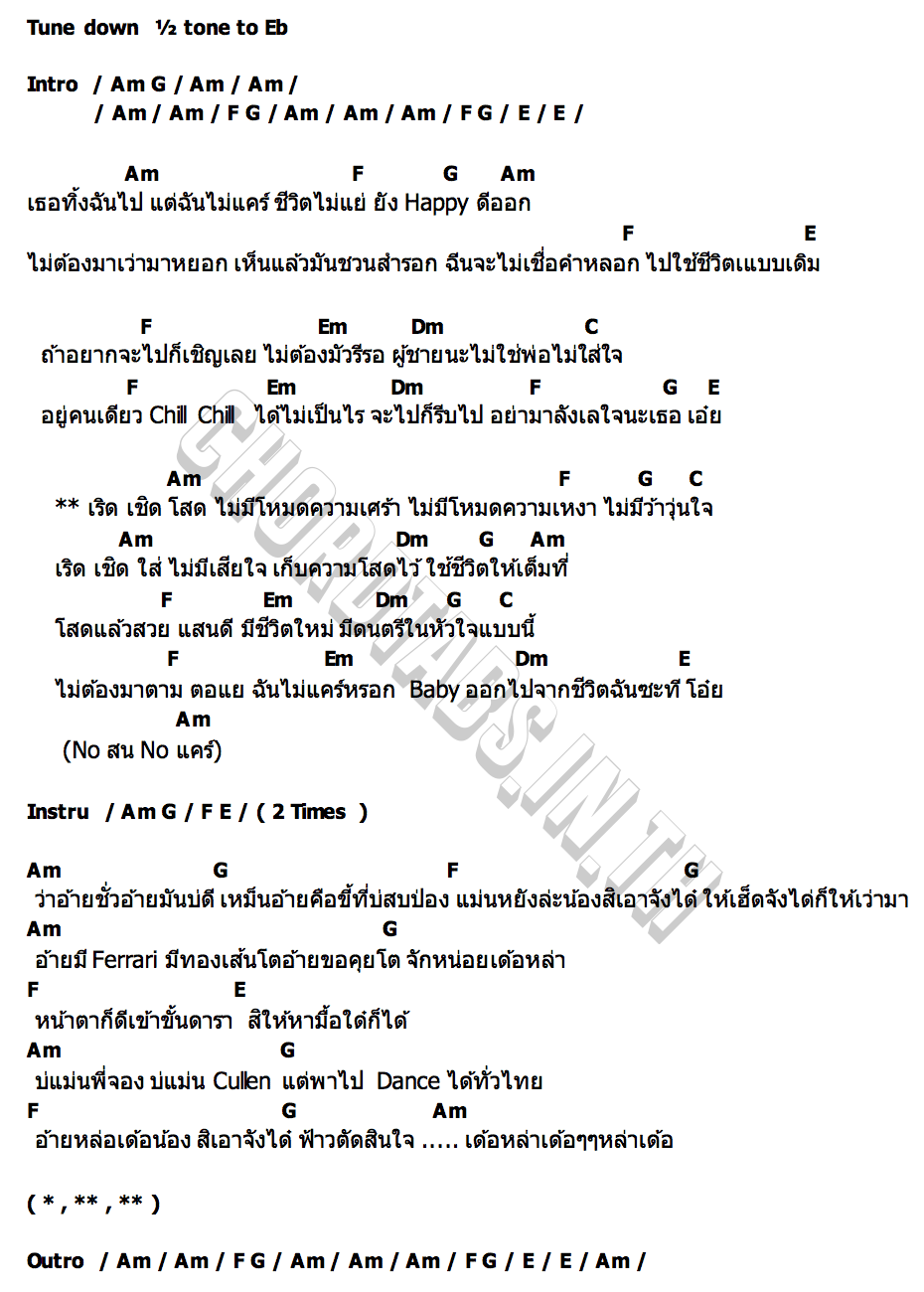 คอร์ด NoสนNoแคร์ (เริ่ดเชิดโสด) เนส มะจังแบนด์