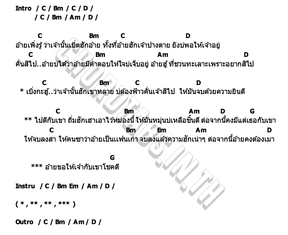 คอร์ด ไปดีกับเขา เบนซ์ ปรีชา