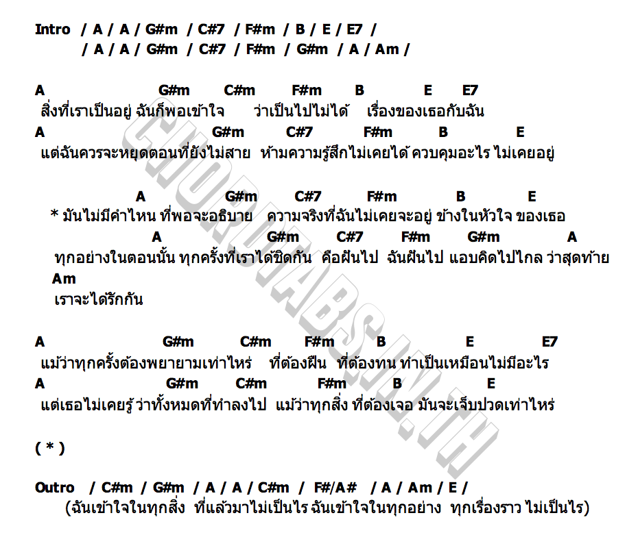 คอร์ด ที่แล้วมาไม่เป็นไร WWJ